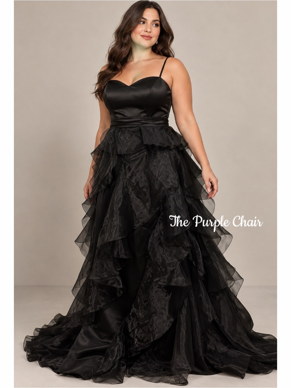TORRID NWT Vintage Sleeveless Black Chiffon Tiered Ruffle Waves Gown